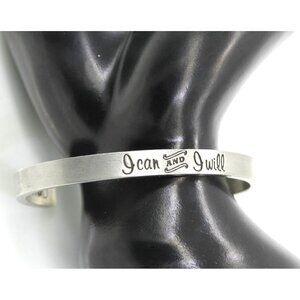 WHITNEY HOWARD DESIGNS pewter I CAN and I WILL cuff bracelet vintage 2 1/2" EUC